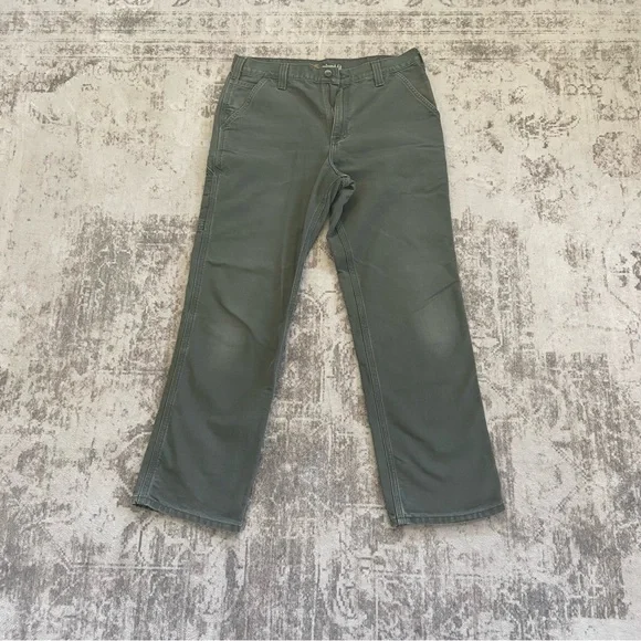 Carhartt Men's Rugged Relaxed Fit Olive Green Cargo Carpenter Pants 34x32 - Picture 3 of 12